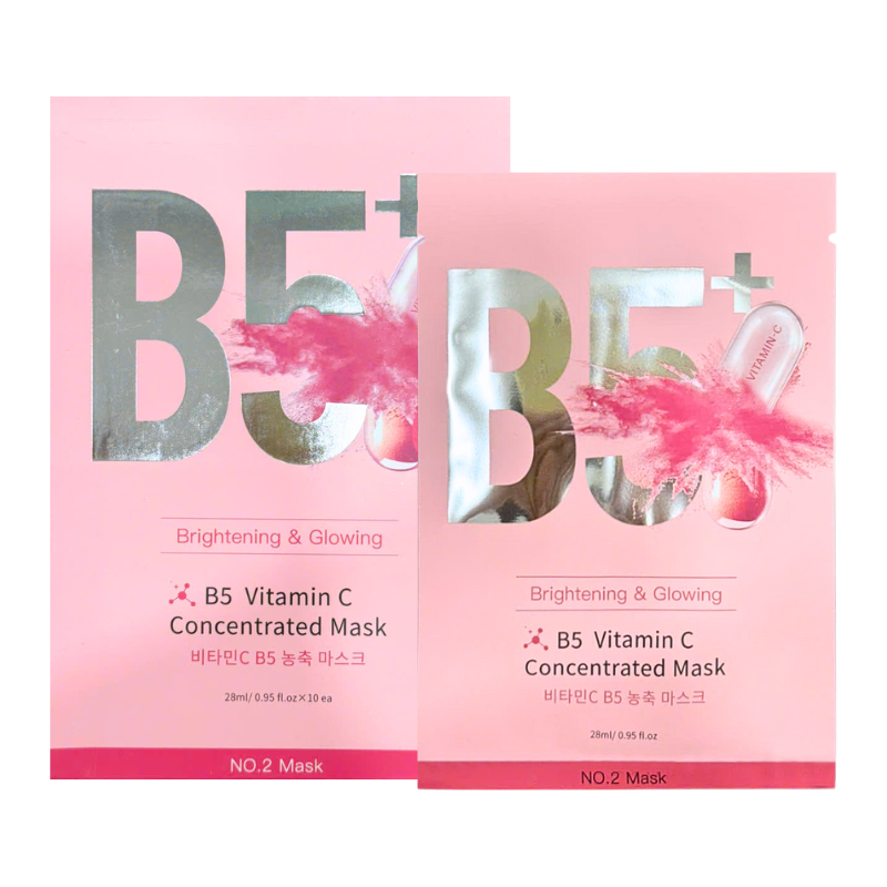 Hộp 10 Miếng Mặt Nạ Phục Hồi B5+ Vitamin C Concentrated Mask 28ml/Miếng - Màu Hồng