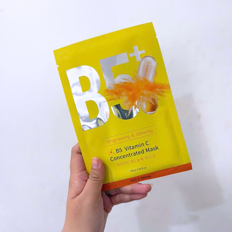Hộp 10 Miếng Mặt Nạ Phục Hồi B5+ Vitamin C Concentrated Mask 28ml/Miếng - Màu Vàng