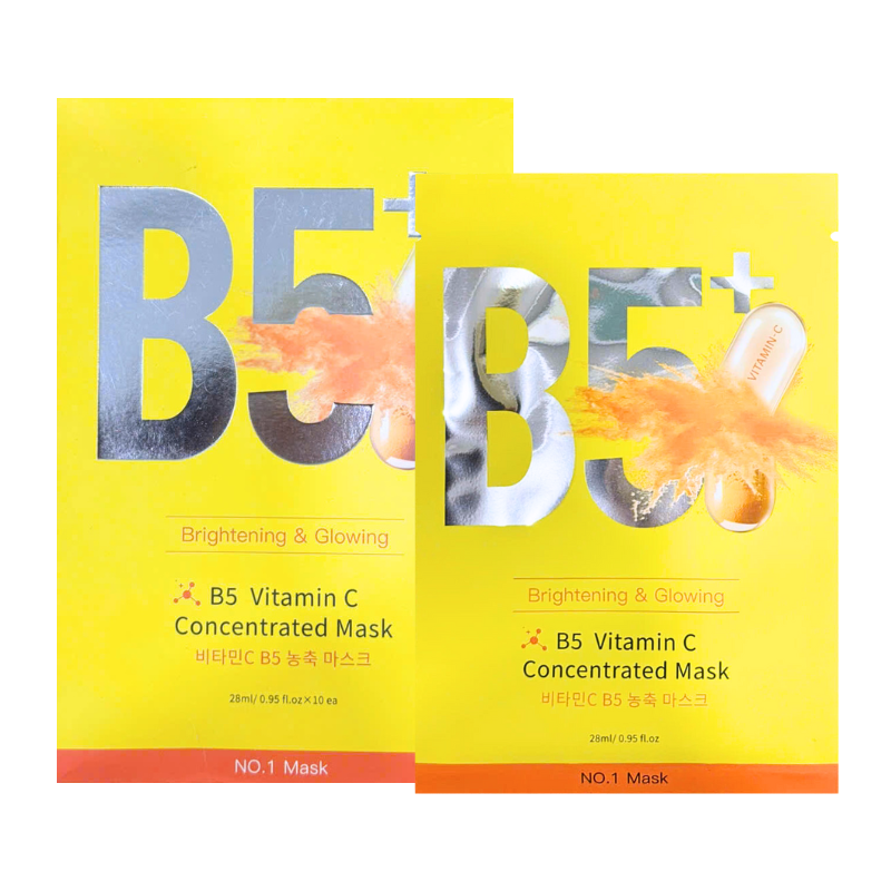 Hộp 10 Miếng Mặt Nạ Phục Hồi B5+ Vitamin C Concentrated Mask 28ml/Miếng - Màu Vàng