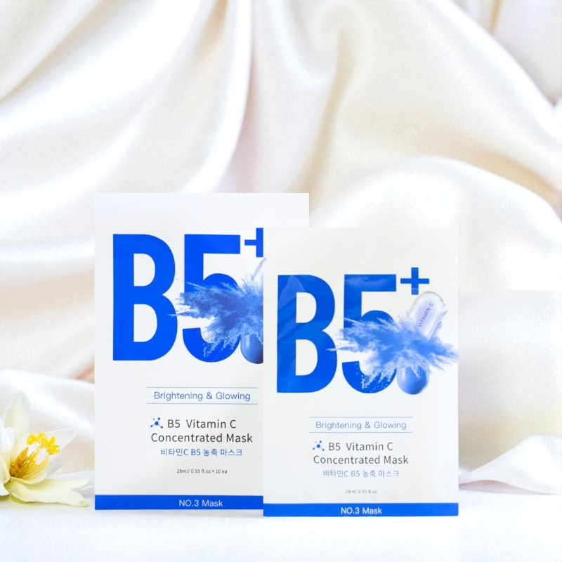 Hộp 10 Miếng Mặt Nạ Phục Hồi B5+ Vitamin C Concentrated Mask 28ml/Miếng - Màu Xanh