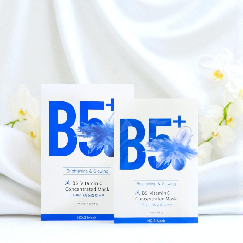 Hộp 10 Miếng Mặt Nạ Phục Hồi B5+ Vitamin C Concentrated Mask 28ml/Miếng - Màu Xanh