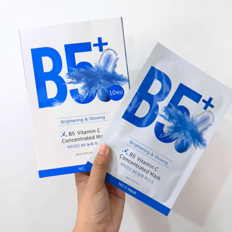 Hộp 10 Miếng Mặt Nạ Phục Hồi B5+ Vitamin C Concentrated Mask 28ml/Miếng - Màu Xanh