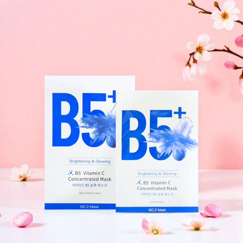 Hộp 10 Miếng Mặt Nạ Phục Hồi B5+ Vitamin C Concentrated Mask 28ml/Miếng - Màu Xanh