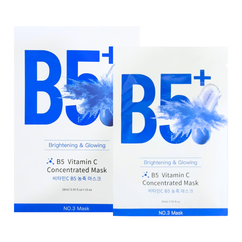 Hộp 10 Miếng Mặt Nạ Phục Hồi B5+ Vitamin C Concentrated Mask 28ml/Miếng - Màu Xanh
