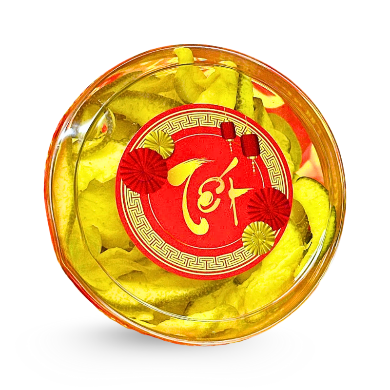 Vỏ Bưởi Chanh Dây Sấy Dẻo 150g Hộp Tròn Nhỏ Hộp Quà Tết 2026