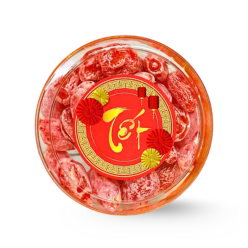 Ô Mai Đào Hồng 300g - Hộp Tròn Nhỏ Hộp Quà Tết 2026