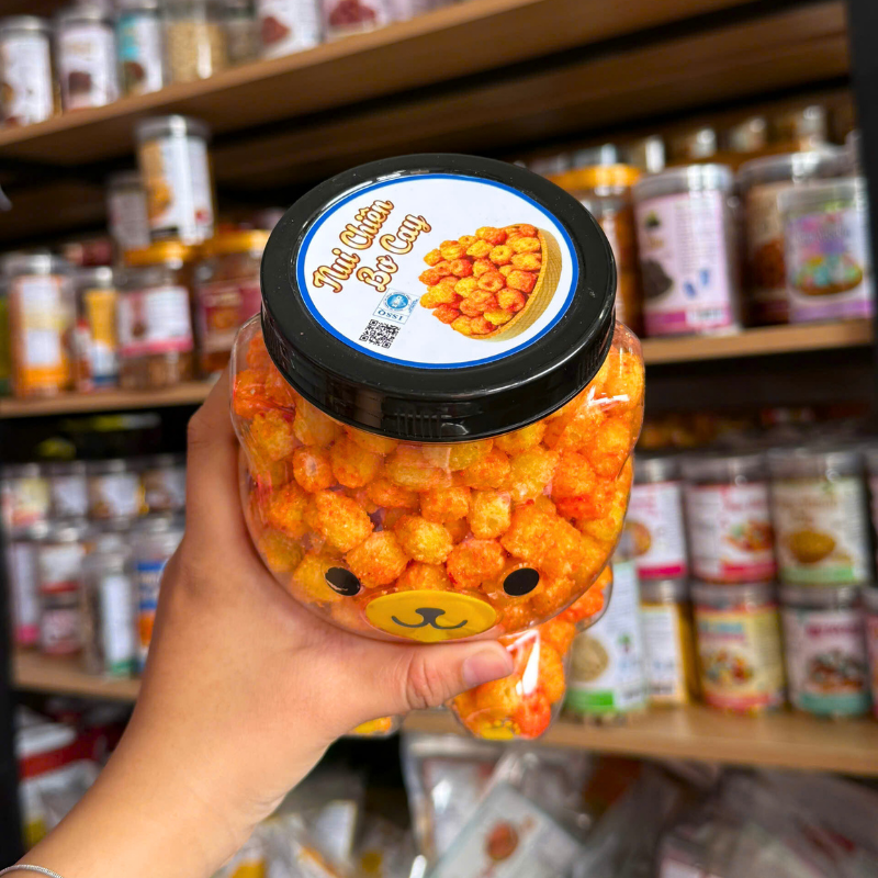 Nui Chiên Bơ Cay Thơm Ngon 330g - Hũ Gấu Lớn