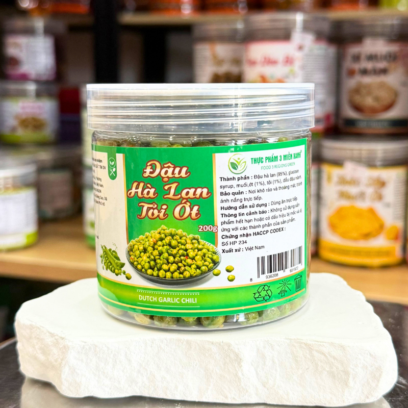 Giá sỉ đậu Hà Lan Tỏi Ớt Mini Thơm Ngon 200g - Hộp Pet