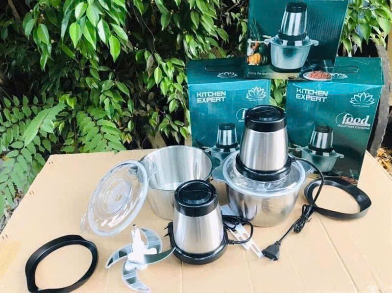 Cối xây thịt Inox( HDSD: xây nhấp nhả, ấn tối đa 5 giây)