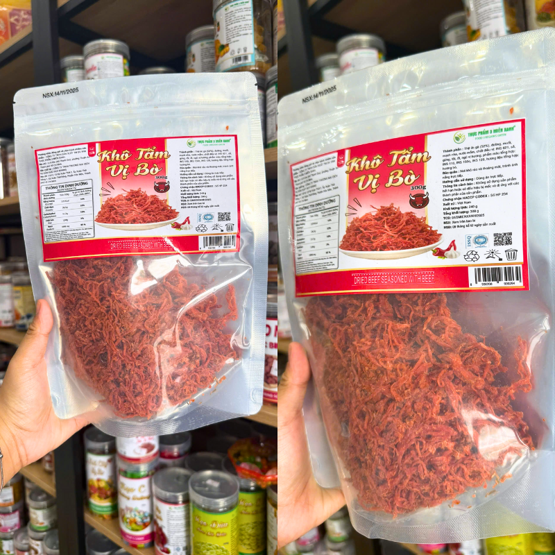 Khô Tẩm Vị Bò 300g - Túi Zip Bạc