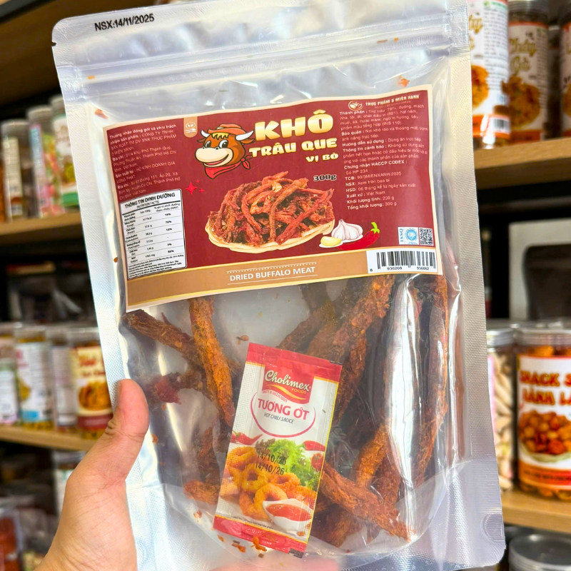 Khô Trâu Que Tẩm Vị Bò 300g - Túi Zip Bạc