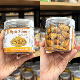 Hạnh Nhân Sấy Tẩm Gia Vị - Hạnh Nhân Rang Bơ Loại Vỏ Dày Mini Thơm Ngon 200g - Hũ Pet - HNSTGVMHP200G