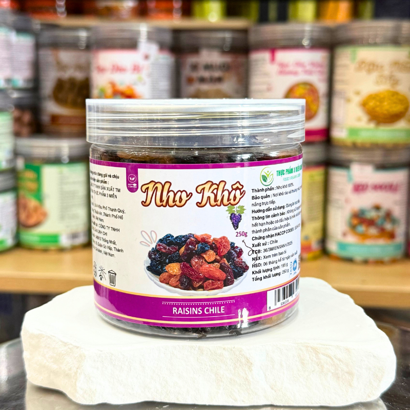 Nho Khô Chile 3 Màu Mini Thơm Ngon 250g - Hũ Pet
