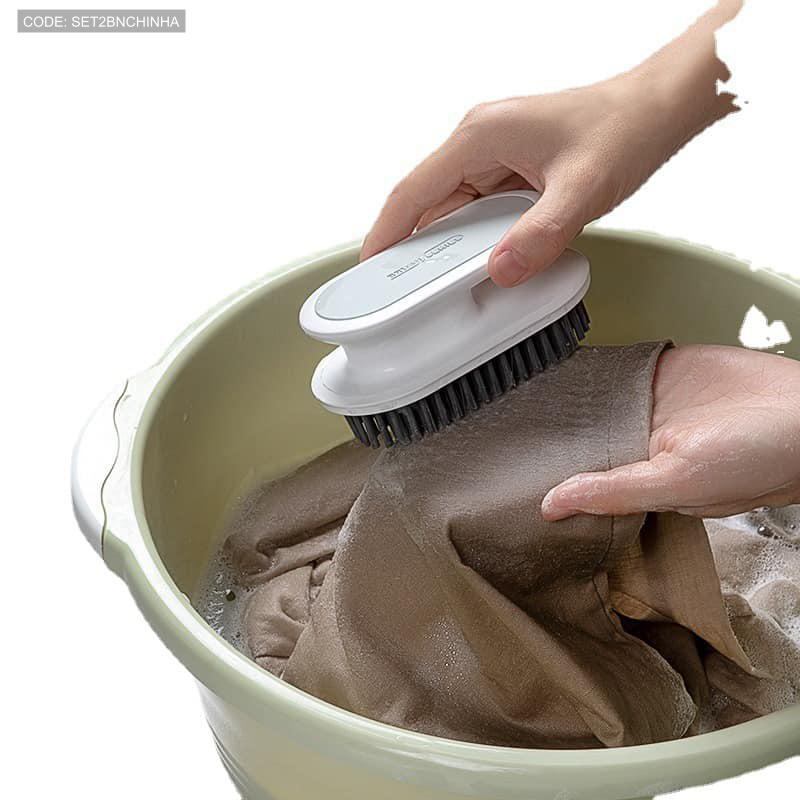 Set 2 Bàn Chải Nhựa Chà Đồ chà Sàn Có Tay Cầm 12CM