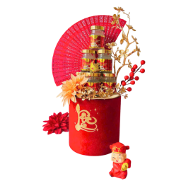 Tháp Yến Xào Trụ Đông Đào Đỏ Trang Trí Tết - Tráp Yến Xào Tết - TDDTTT01