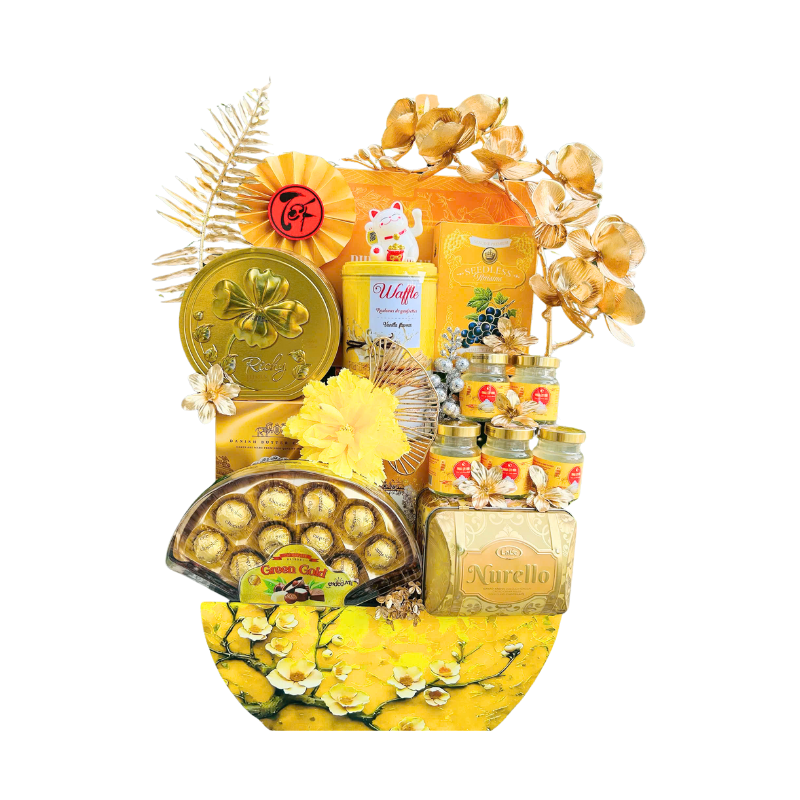 Giỏ Quà Tết 14 Món Cao Cấp - Quà Tặng Tết Sang Trọng - Quà Trang Trí Tết