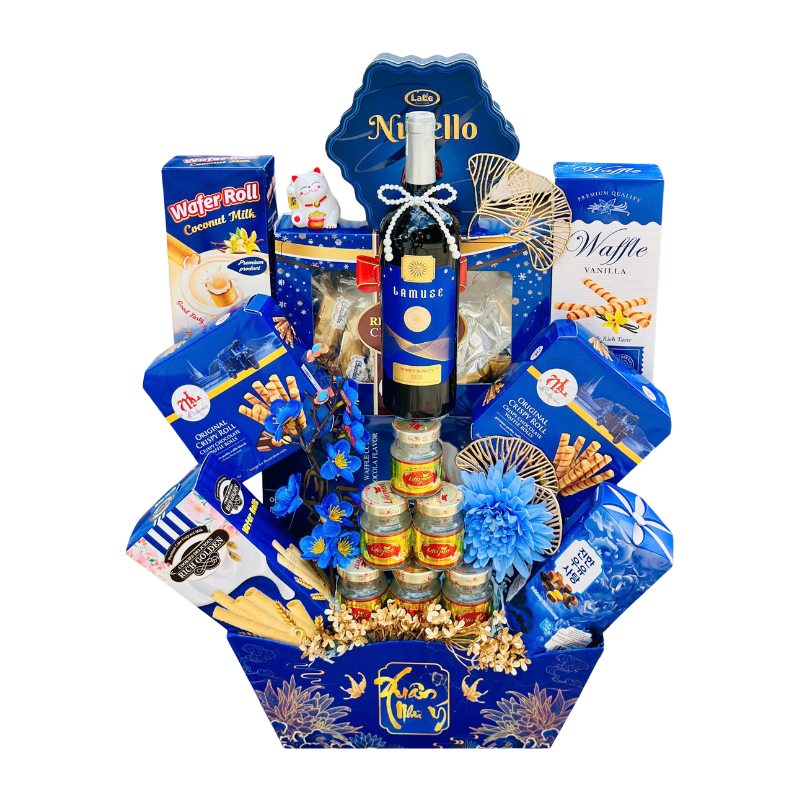 Sỉ hộp Quà Tết Màu Xanh - Quà Tặng Tết - Quà Trang Trí Tết