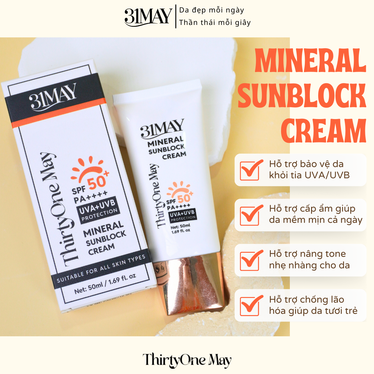 27529_21231-16_20251206171017.png Kem Chống Nắng 31 May Mineral Sunblock Cream SPF50+ PA++++ 50ml - 8938562528132