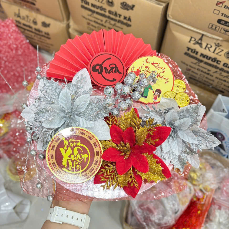 Set Tráp Trang Trí Tết - Mẹt Hoa Nhỏ Tết