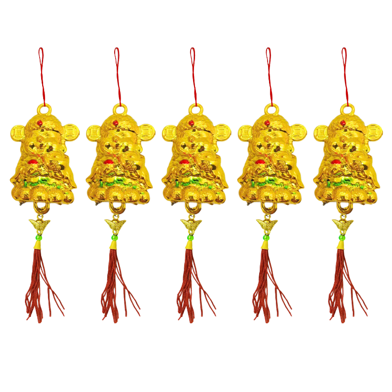 Giá sỉ set 5 Dây Liễn Thần Tài Vàng Treo Cây Trang Trí Tết