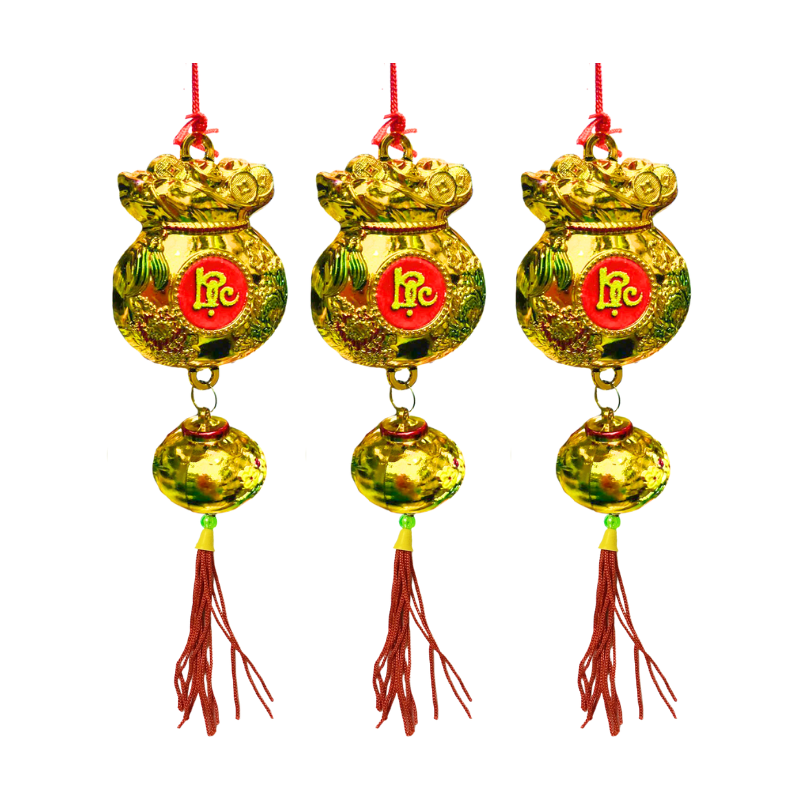 Set 3 Dây Túi Tiền Phúc Lộc Tài Treo Cây Trang Trí Tết