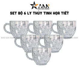 Bộ 6 Ly Thủy Tinh Họa Tiết Cao Cấp - Cốc Thủy Tinh Sang Trọng 8x7cm - LTTCC02