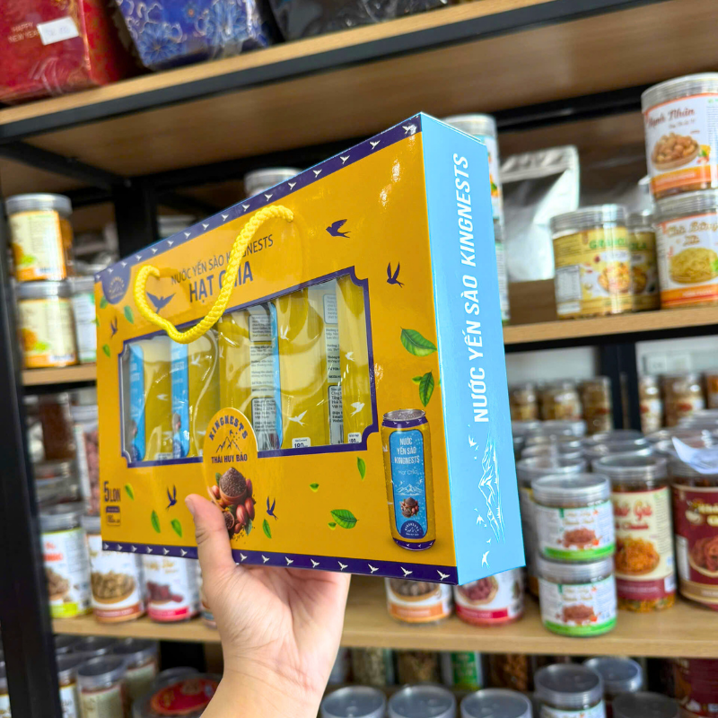 Nước Yến Sào Hạt Chia Kingnest Thái Huy Bảo - Nước Yến Sào Kingnest 5 Lon (180ml/Lon)