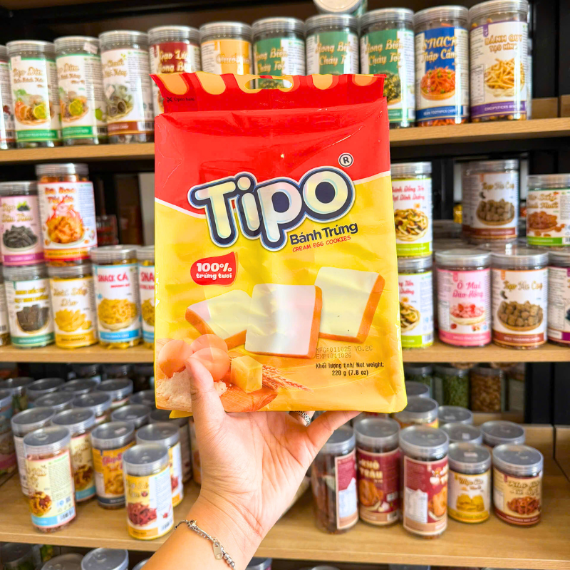Kho sỉ bánh Trứng Tipo Kem Sầu Riêng, Trứng - Bánh Tipo Gói Lớn 220g