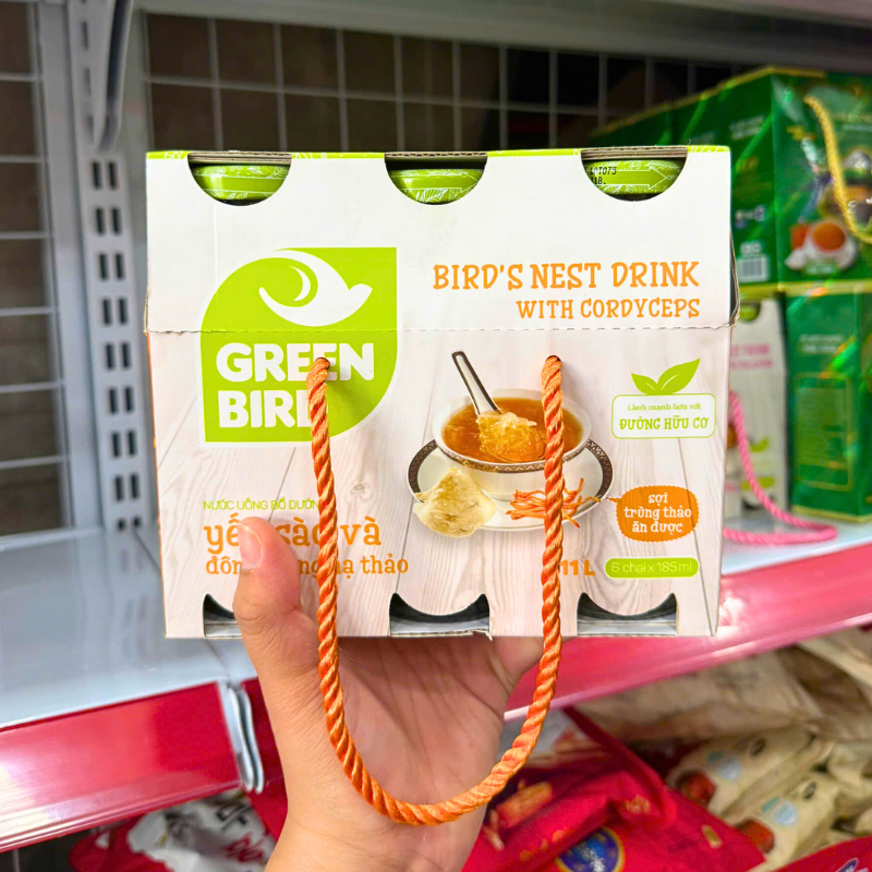 Kho sỉ yến Sào Đông Trùng Hạ Thảo Green Bird Lốc 6 Chai 185ml