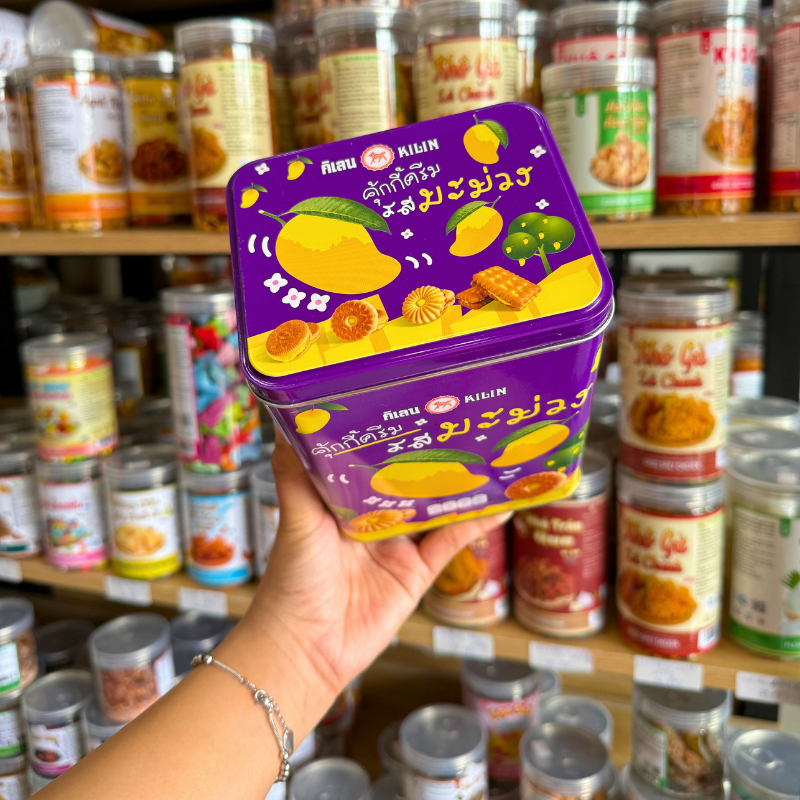 Bánh Quy Nhân Xoài Hộp Thiết Kilin Thái Lan 400g - Bánh Quy Nhân Xoài Hộp Thiết Tím