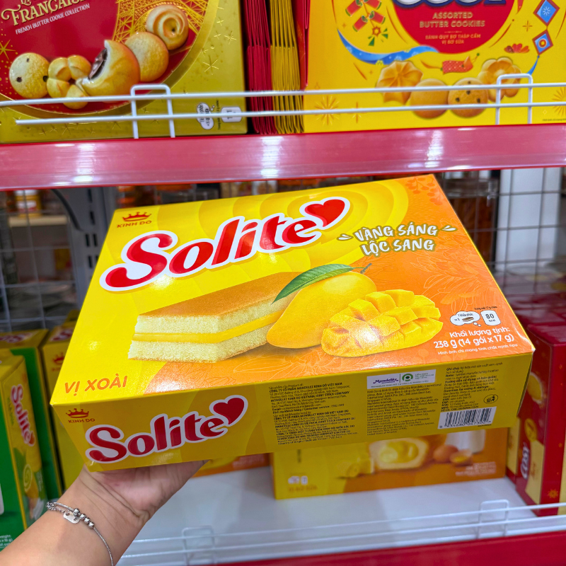 Bánh Solite Trứng Kem Vị Xoài - Bánh Kinh Đô Solite Xoài 238g (14 Gói x 17g)
