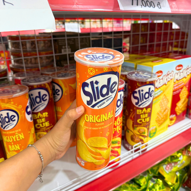 Bánh Snack Khoai Tây Lát Slide Vị Nguyên Bản - Bánh Slide Khoai Tây Màu Cam 145Gr (Hộp To)