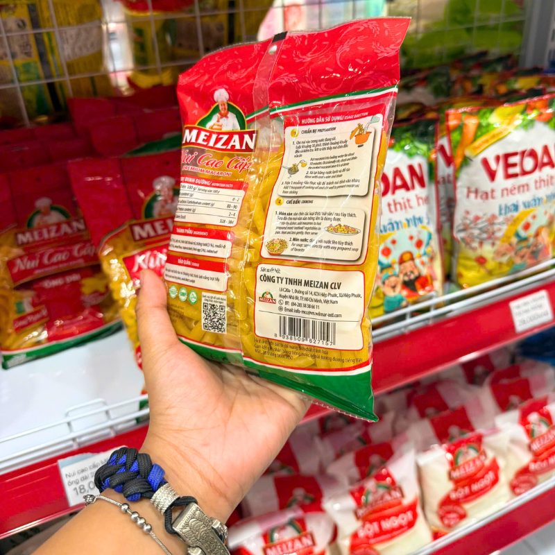 Kho sỉ nui Cao Cấp Meizan Ống Dài - Nui Meizan Màu Vàng 400g