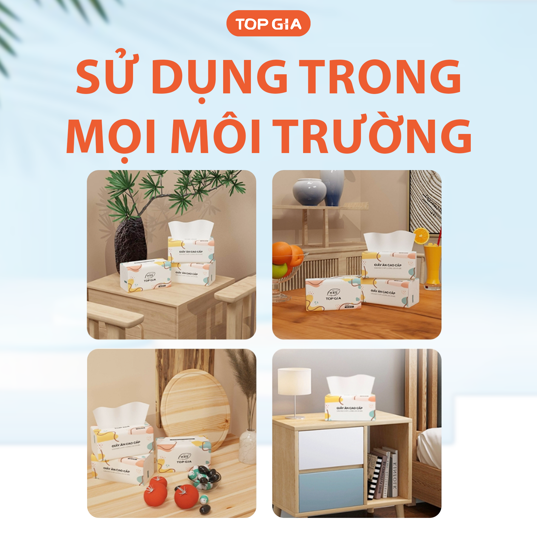 Sỉ 1 Thùng 10 Gói Giấy Ăn Topgia Đa Sắc