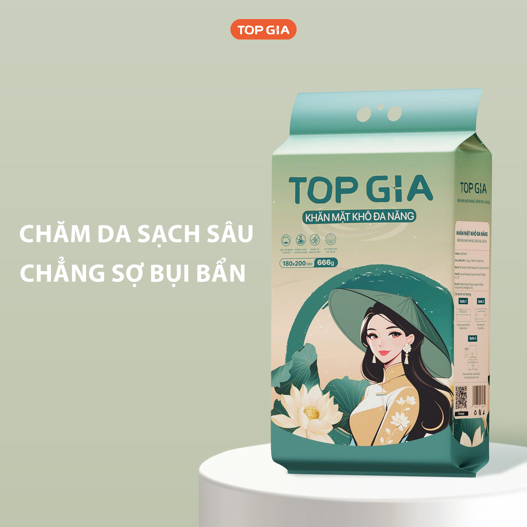 1 Thùng 2 Bịch Khăn Mặt Khô TOPGIA Sắc Việt