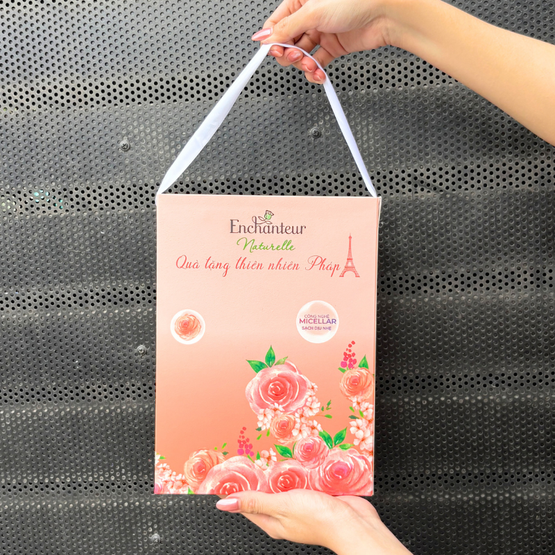 Kho sỉ set Quà Tặng Sữa Tắm Enchanteur Naturelle Hương Hoa Hồng & Tẩy Tế Bào Chết Body (Set Màu Cam)