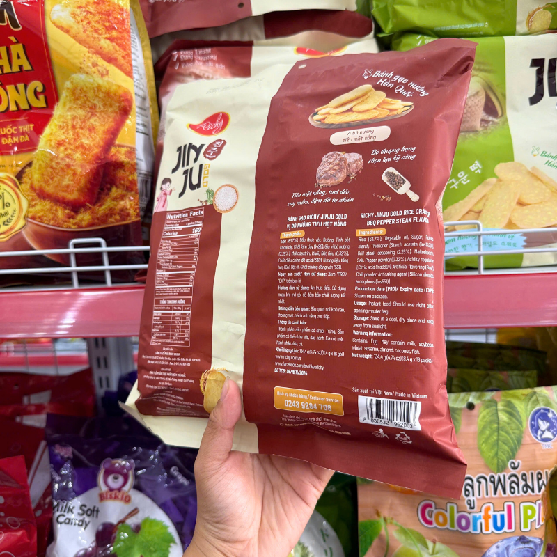 Bánh Gạo Richy Jinju Vị Bò Nướng Tiêu 134.4g