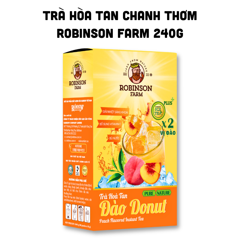 Trà Hoà Tan Robinson Farm Vị Đào Donut 150g