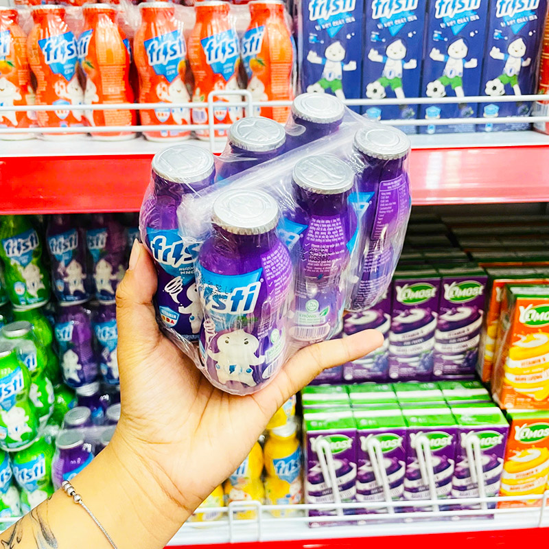 Sữa Chua Uống FRISTI Hương Nho Lốc 6 Chai (80ml/Chai) - Màu Tím
