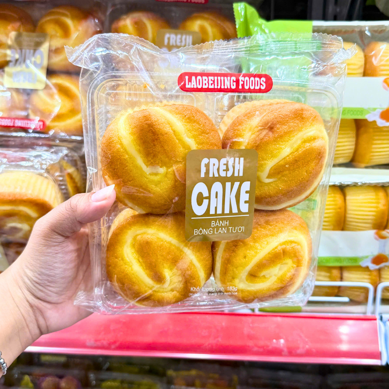 Bánh Bông Lan Tươi Laobeijing Foods Vị Bơ Sữa Khay 4 Cái 183g