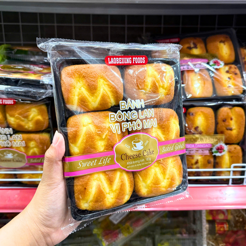 Bánh Bông Lan Tươi Laobeijing Foods Vị Phô Mai Khay 6 Cái 183g