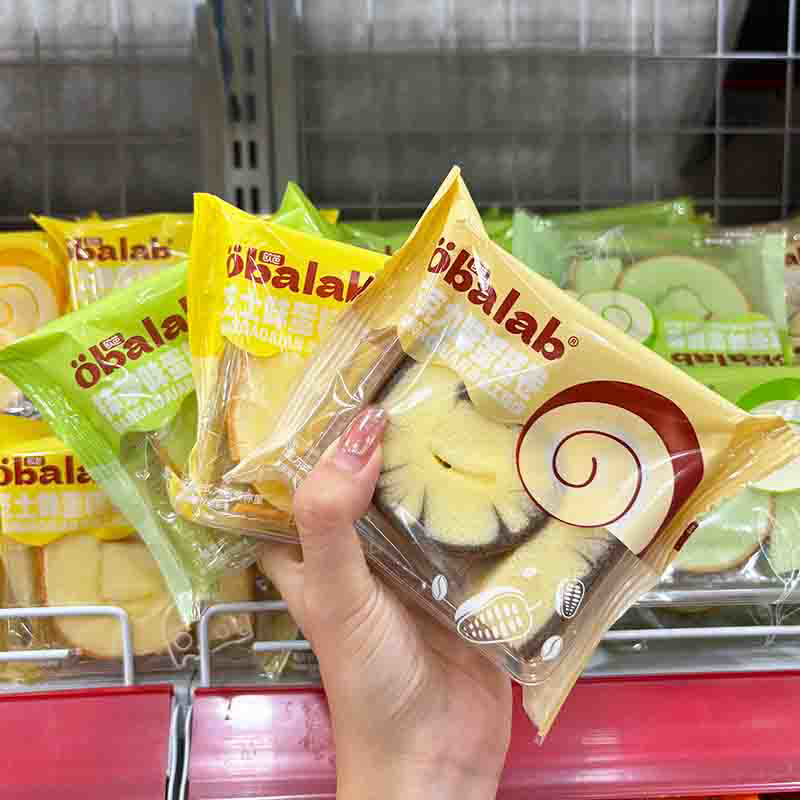 1 Thùng Bánh Bông Lan Cuộn OBALAB Vị Socola/ Vị Trà Xanh/ Vị Phô Mai (60g x 33 Cái)