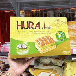 Bánh Bông Lan Bibica Hura Deli Hương Cốm Dừa 336g (12 Gói x 28g) - 8934609602322