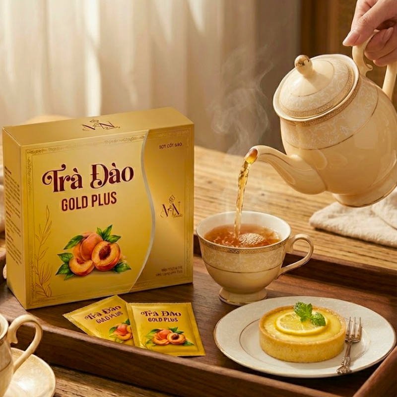 Kho sỉ trà Đào Gold Plus Đông Anh Hộp 15 Gói x 5g