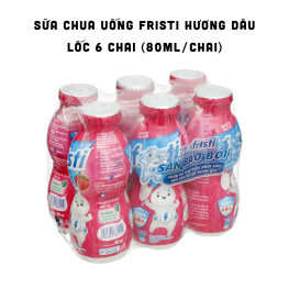 Sữa Chua Uống FRISTI Hương Dâu Lốc 6 Chai (80ml/Chai) - Màu Hồng - 8934841862119