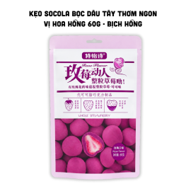 Kẹo Socola Bọc Dâu Tây Thơm Ngon Vị Hoa Hồng 60g - Bịch Hồng - 6932066999889