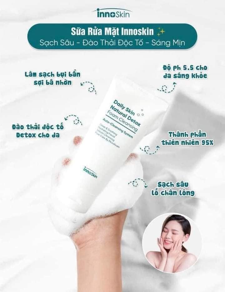 Tươi mới cả ngày với  Rửa Mặt Daily Skin Natural Detox InnoSkin Foam Cleansing
