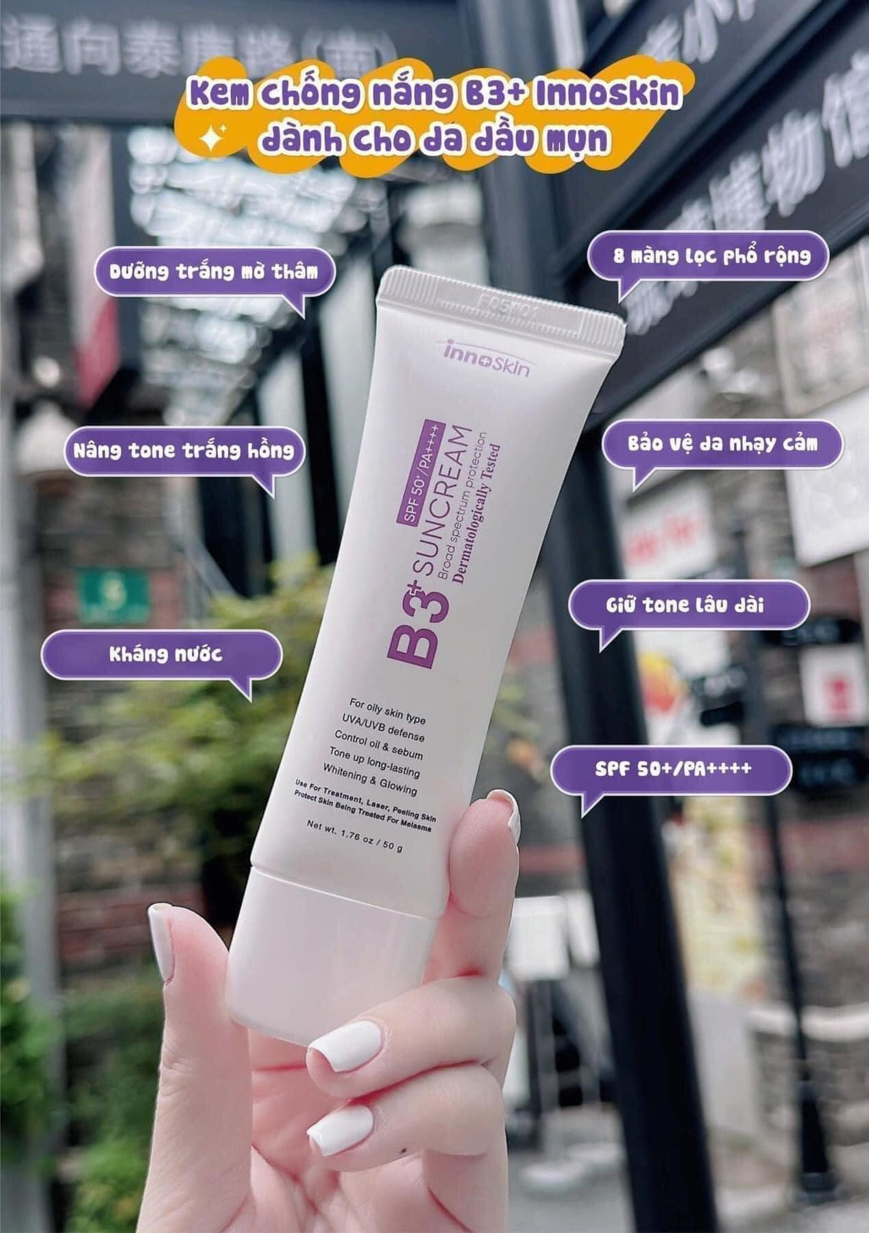 B3 innoskin tím: bản nâng cấp 8 màng lọc cho da thiên dầu, bã nhờn  nâng tone da siêu đẹp