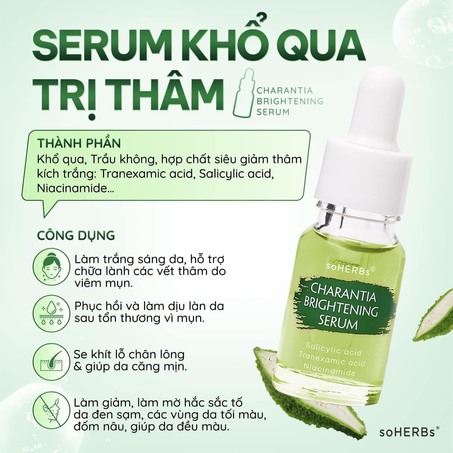 Serum khô qua Soherbs tinh chất khô qua mờ thâm trắng da phục hồi da sau mụn