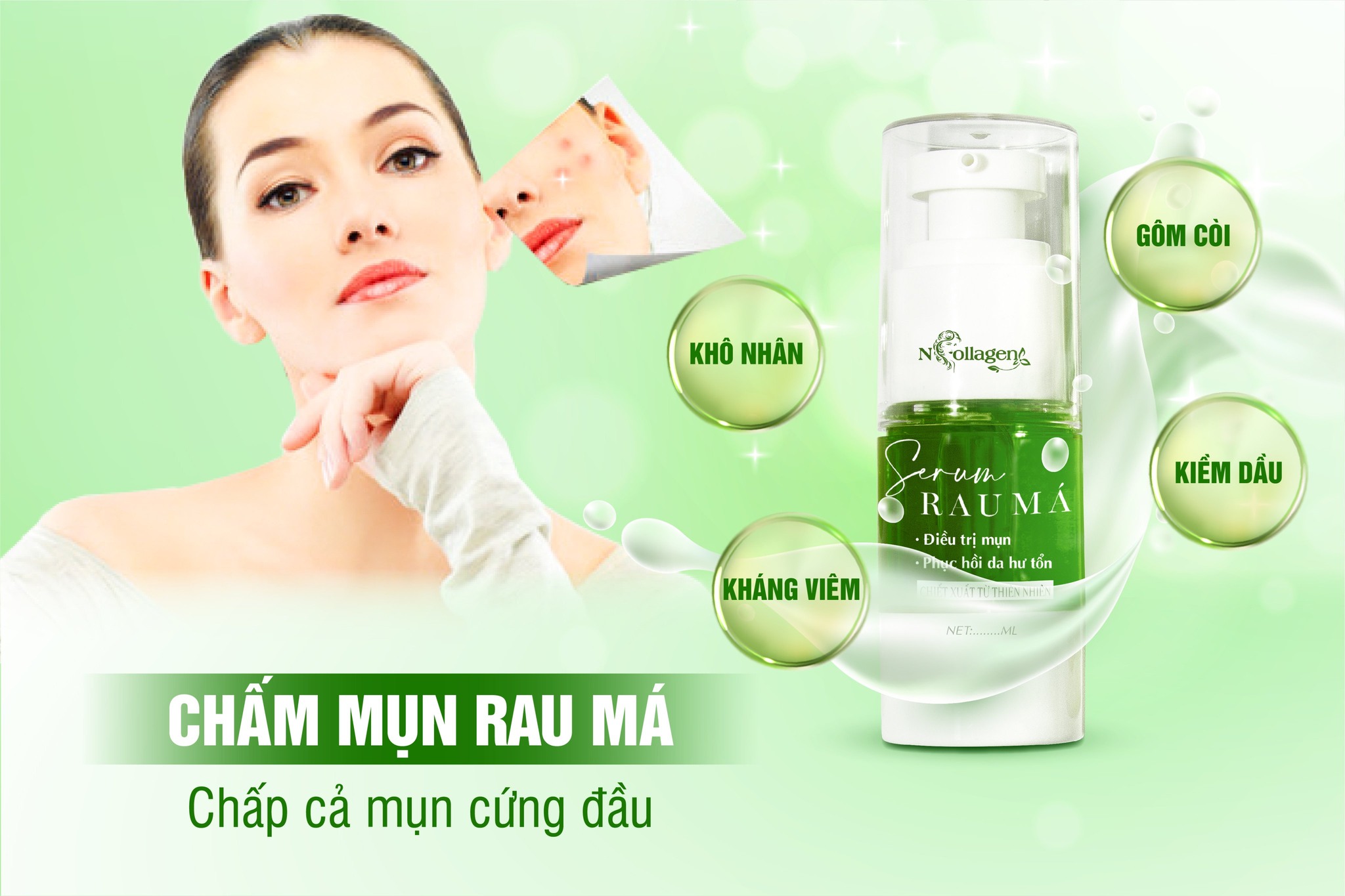 Serum Chấm Mụn Rau Má N Collagen dũng sĩ diệt mụn bất kẻ mọi loại da